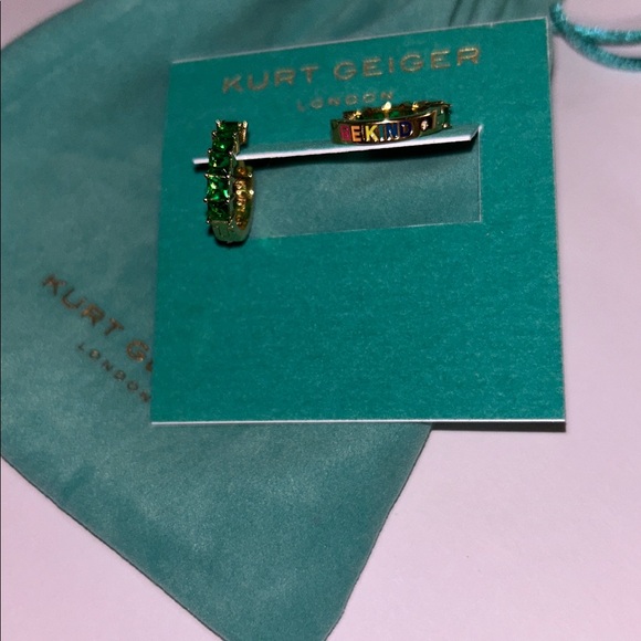 Kurt Geiger Jewelry - Kurt Geiger Huggie hoop earrings/Be kind in rainbow on back in dust bag NWT